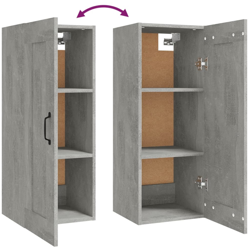 vidaXL Single Door Concrete Grey Wall Cabinet Image 5