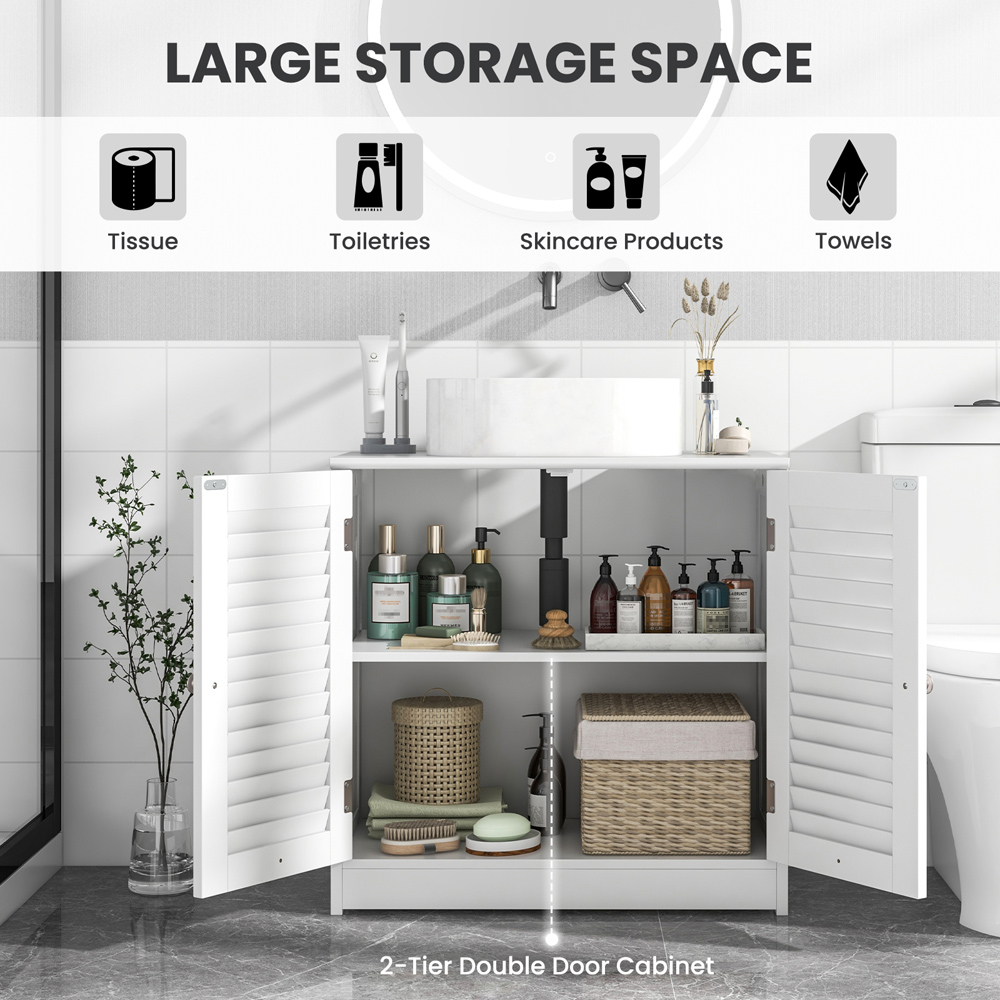 Costway 2 Door White Freestanding Bathroom Vanity Cabinet Image 6