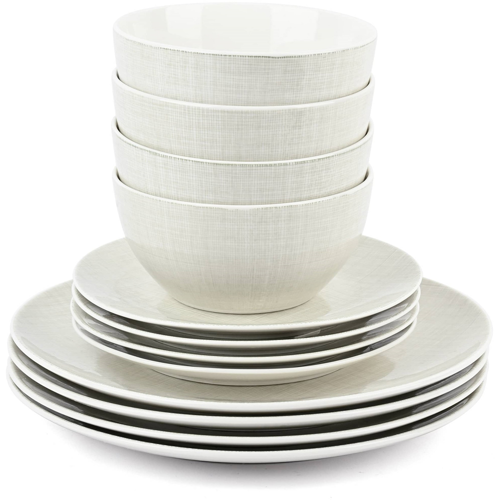 Waterside Linen Design Grey 12 Piece Dinner Set Image 4