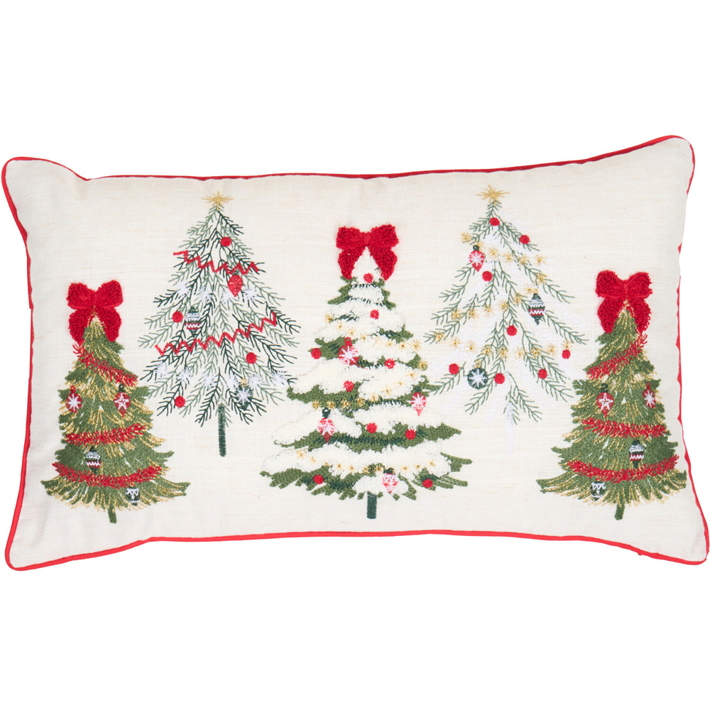 Bow Christmas Trees Cushion Image 1