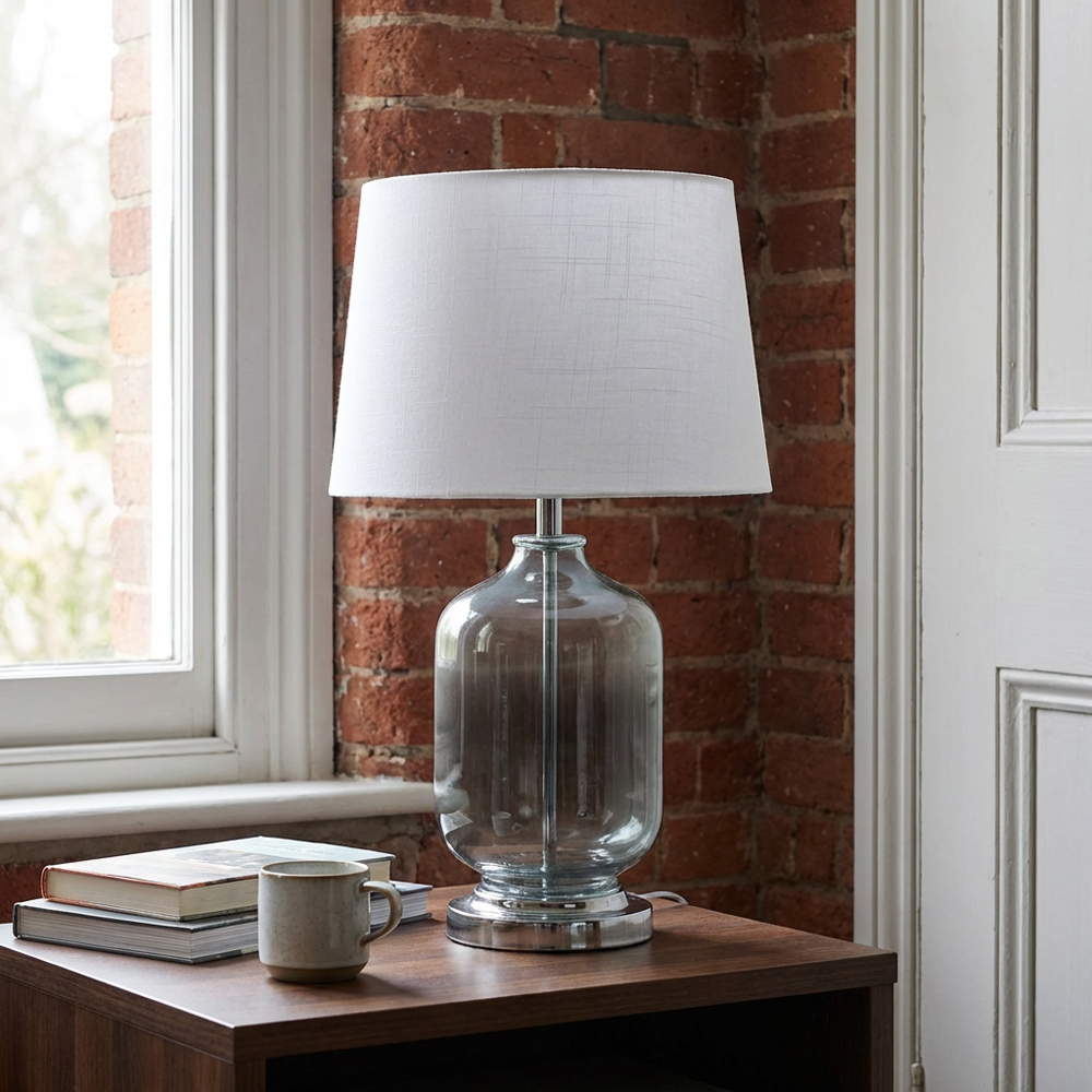 Cecilio Grey Smoked Glass Table Lamp Image 2