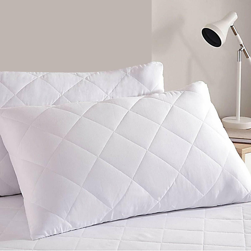 Gr8 Home White Anti Allergy Quilted Zipped Pillowcase 2 Pack Image 2