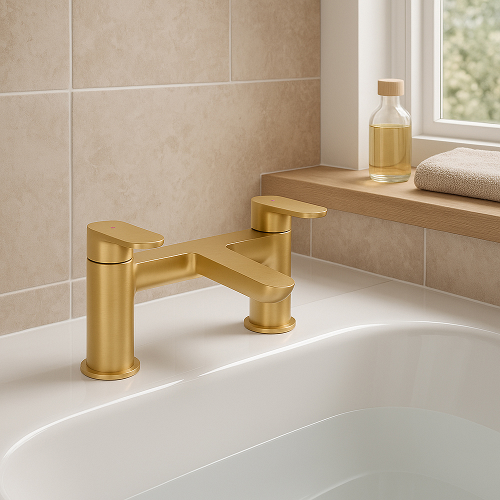 Go Bathrooms Gold Modern Brass Bath Filler Mixer Tap Image 2
