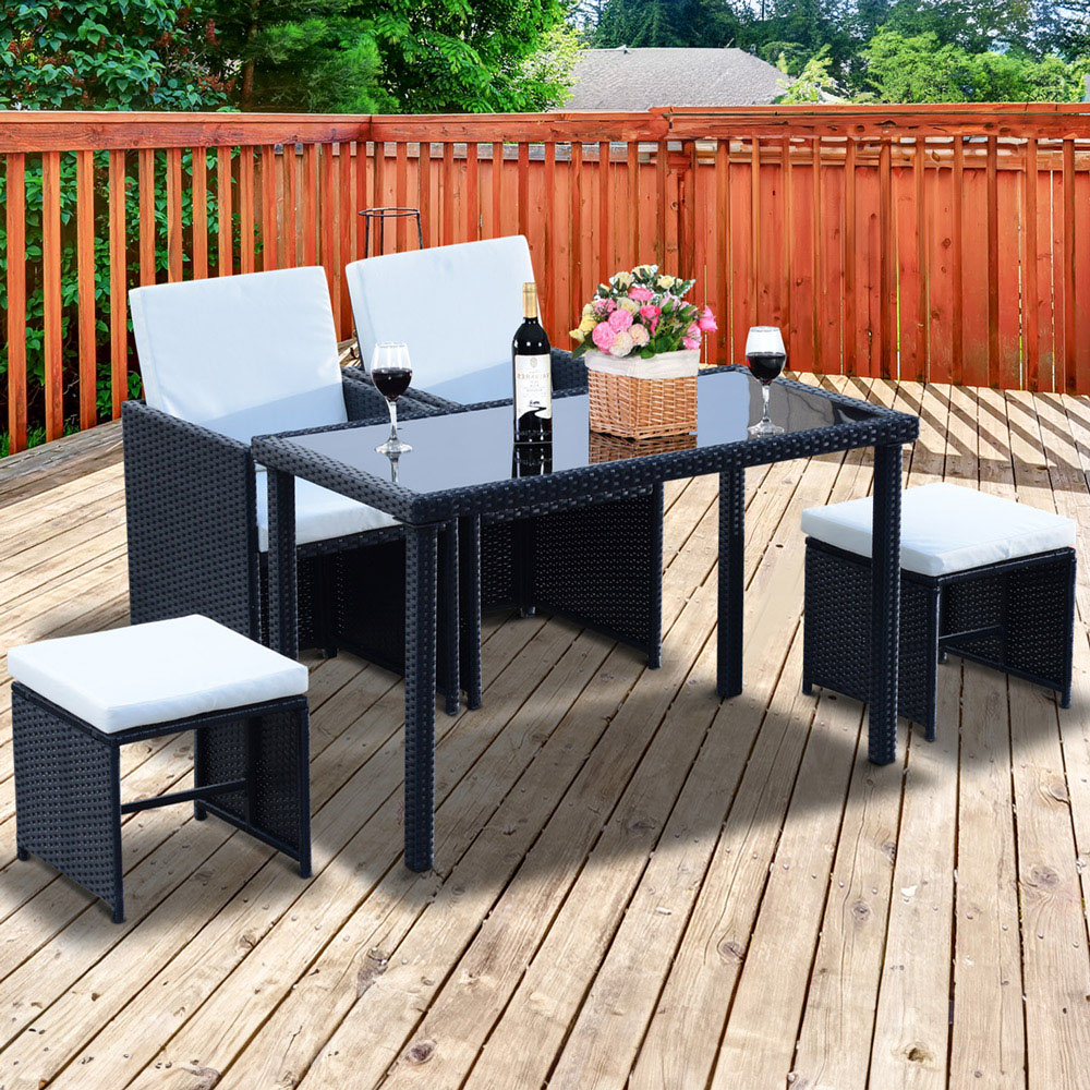 Outsunny 4-Seater Rattan Conservatory Dining Set Image 1