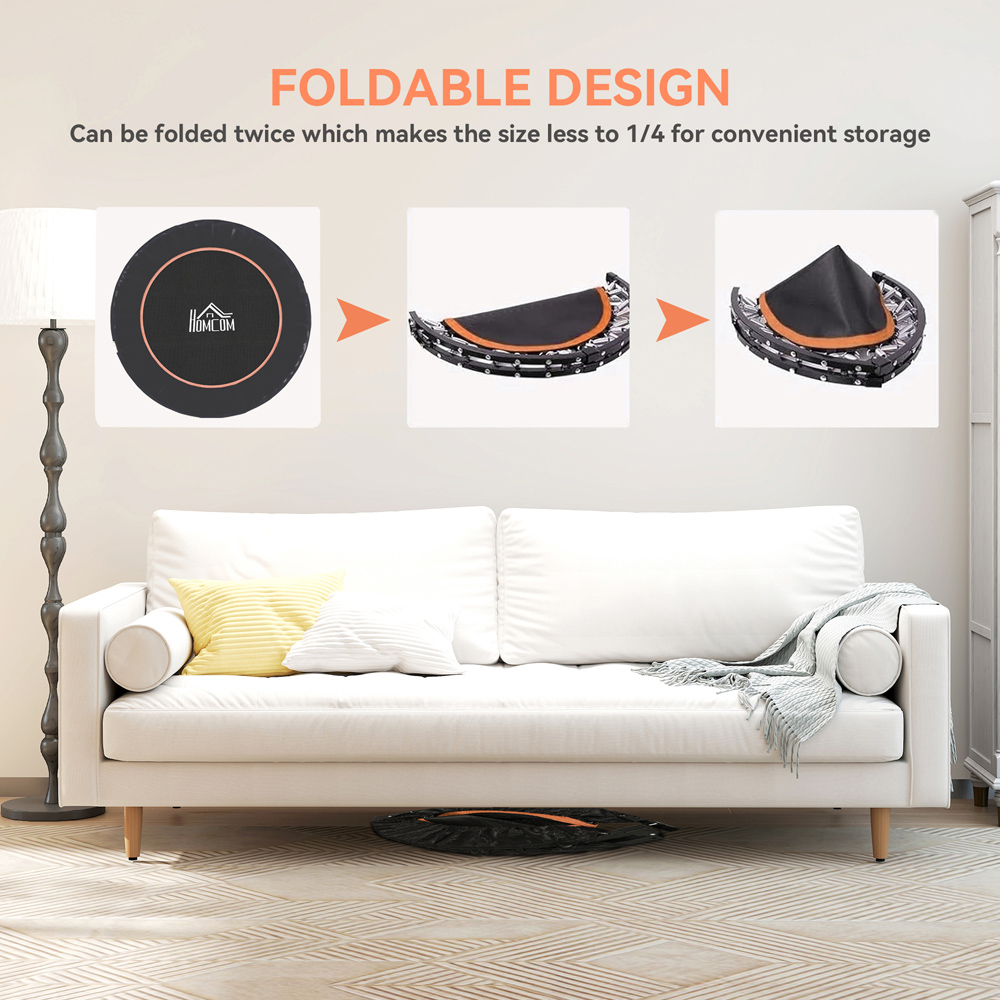 HOMCOM 3.7ft Orange Foldable Mini Trampoline with Adjustable Foam Handle Image 5