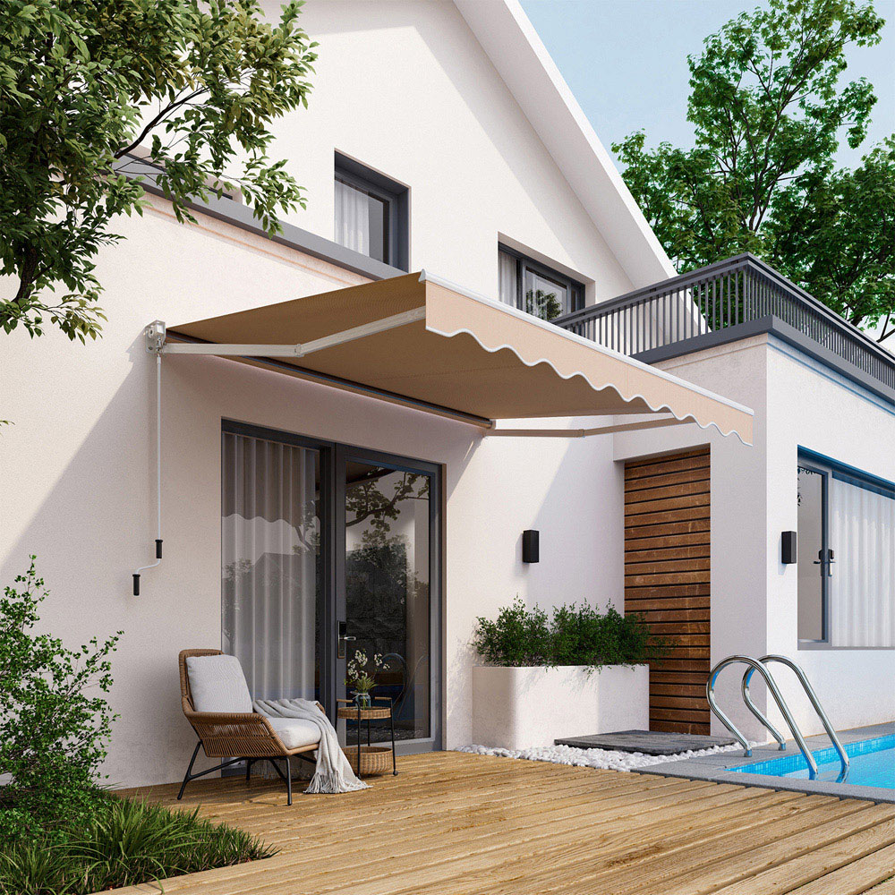 Costway Beige Aluminum Retractable Awning 3 x 2.4m Image 4