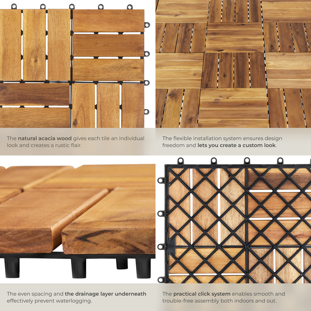 tectake Tabula 12 Slats Terrace Tiles 40 Pack Image 4