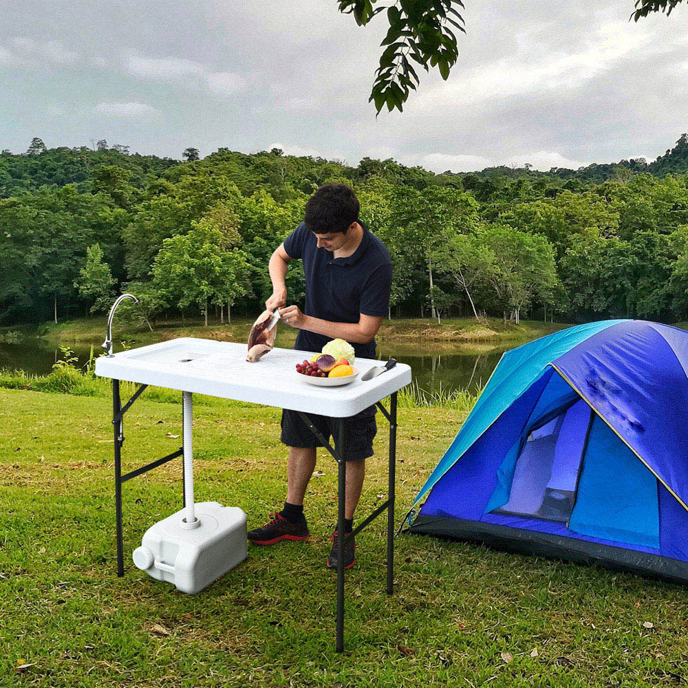 Costway Folding Fish Cleaning Table with Sink and Quick-Connect Faucet Image 2
