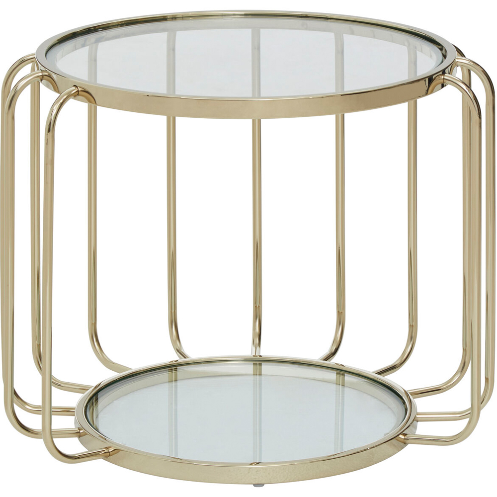 Premier Housewares Oria Warm Gold Metallic Side Table with Glass Top Image 2