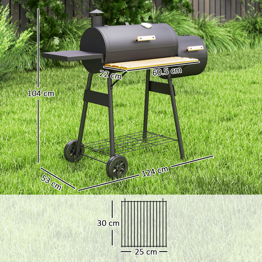 Outsunny Black Barrell Trolley Charcoal BBQ Grill Image 8