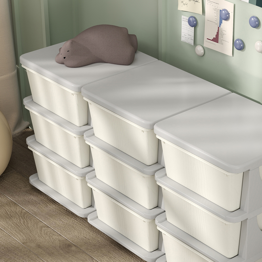 HOMCOM 9 Drawer Cream Kids Chest of Drawers Image 3