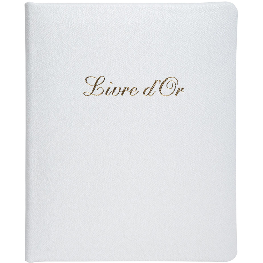 Exacompta White Leather Livre D or Guest book with French cover and Gold Edges 140 Pages Image 3
