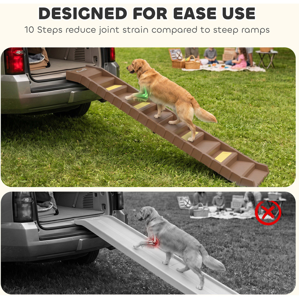 PawHut Brown Foldable Non-Slip Dog Car Ramp Image 5