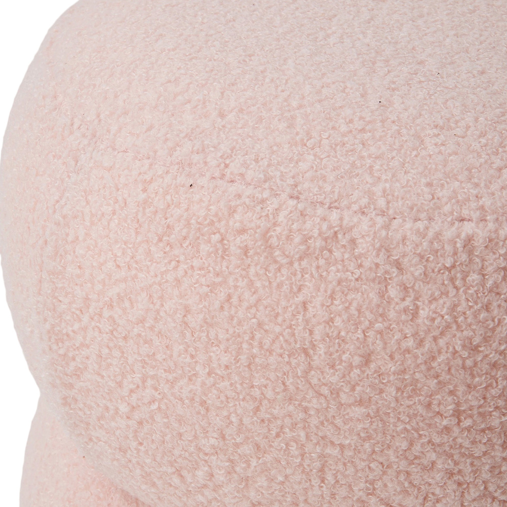Living and Home Pink Teddy Fleece Double Layer Round Footstool Image 3