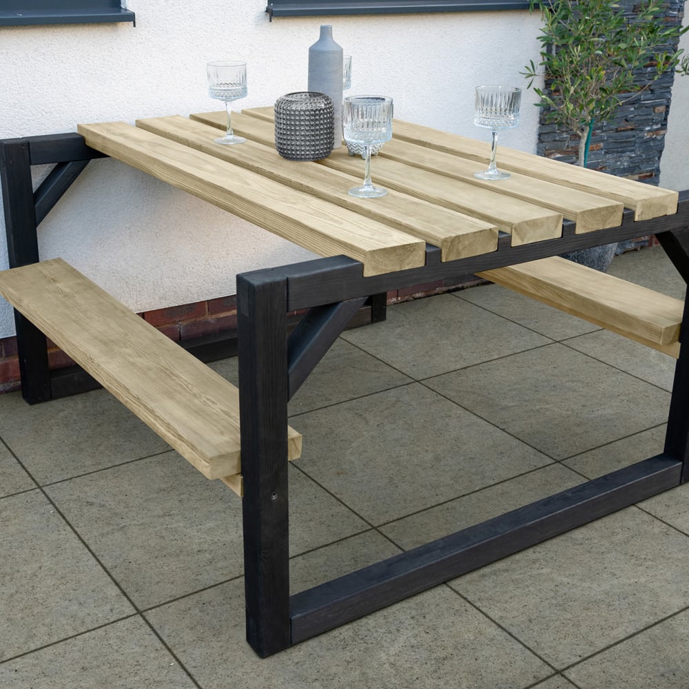 Forest Garden 4 Seater Colour Block Picnic Bench Image 3