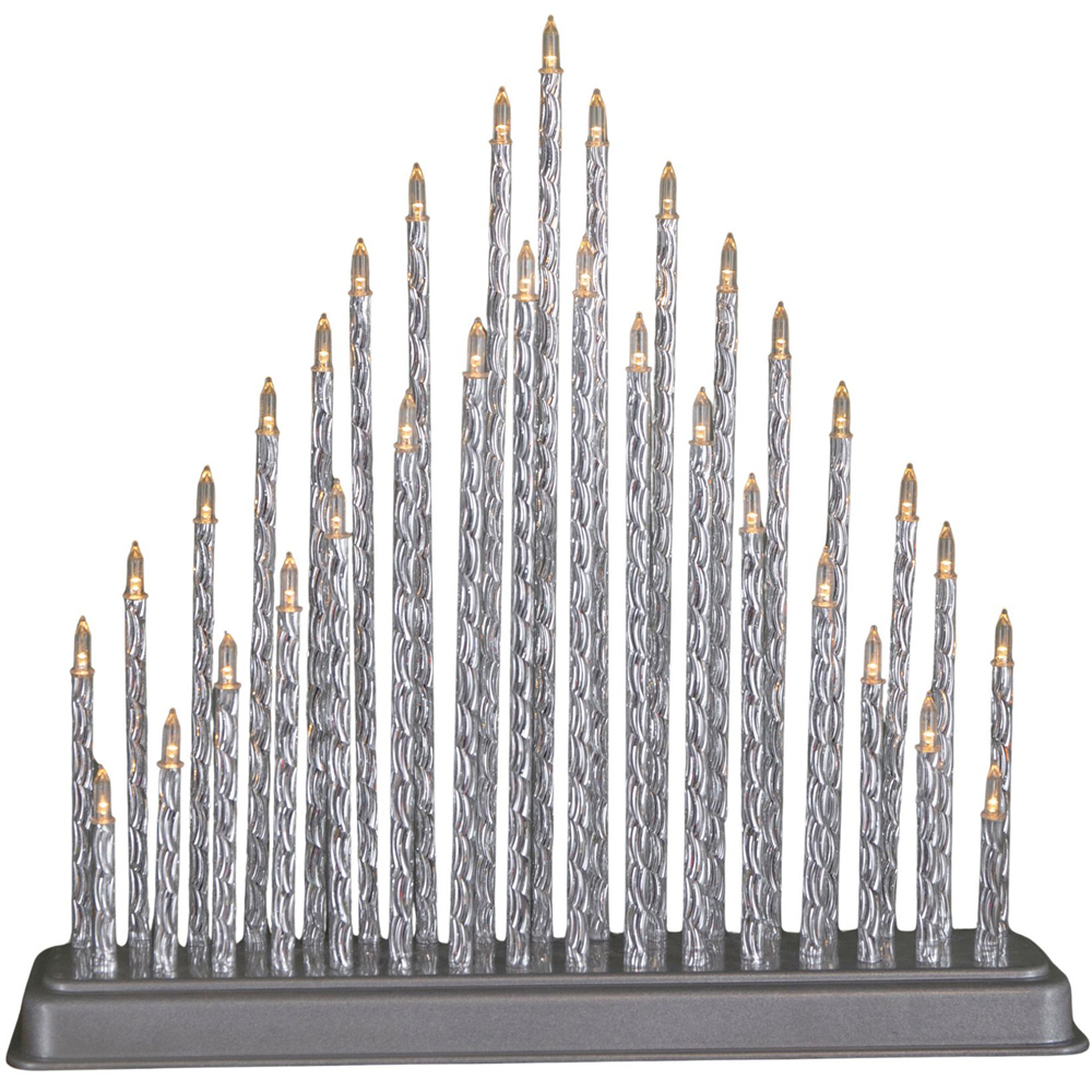 Samuel Alexander 33 Warm White LED Silver Light Up Christmas Candle Bridge 33cm Image 1