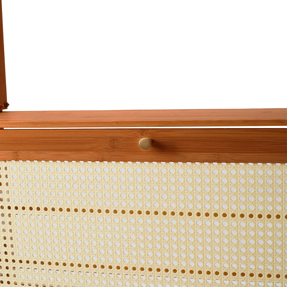 Living and Home 2 Flip Down Drawer Light Taupe Bamboo Shoe Cabinet with 8 Hooks Image 5