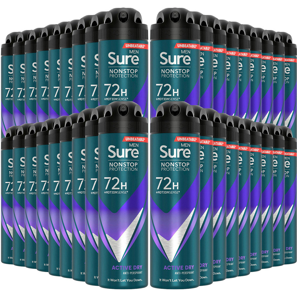 Sure Men Active Dry 72H Nonstop Protection Anti-Perspirant Deodorant 150ml 36 Pack Image 1