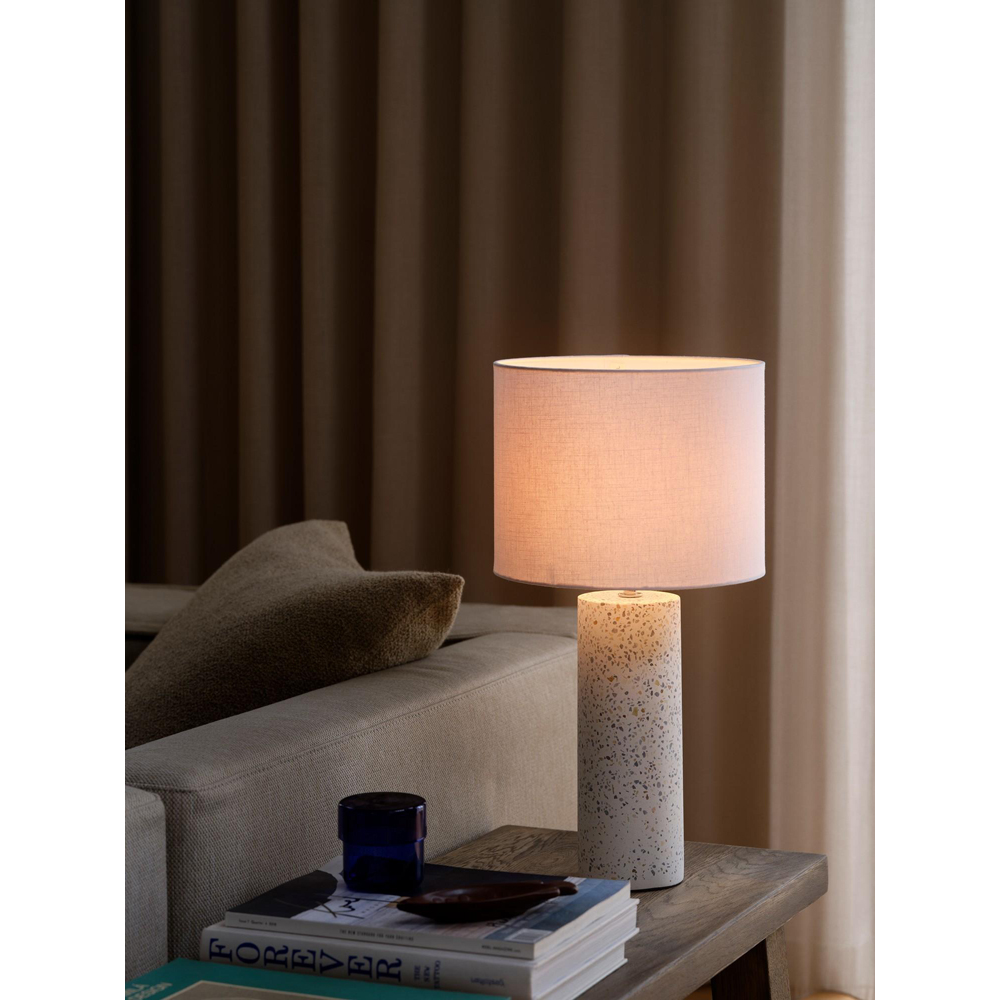 Nordlux Antiga White Fabric Shade Terrazzo Table Lamp Image 2