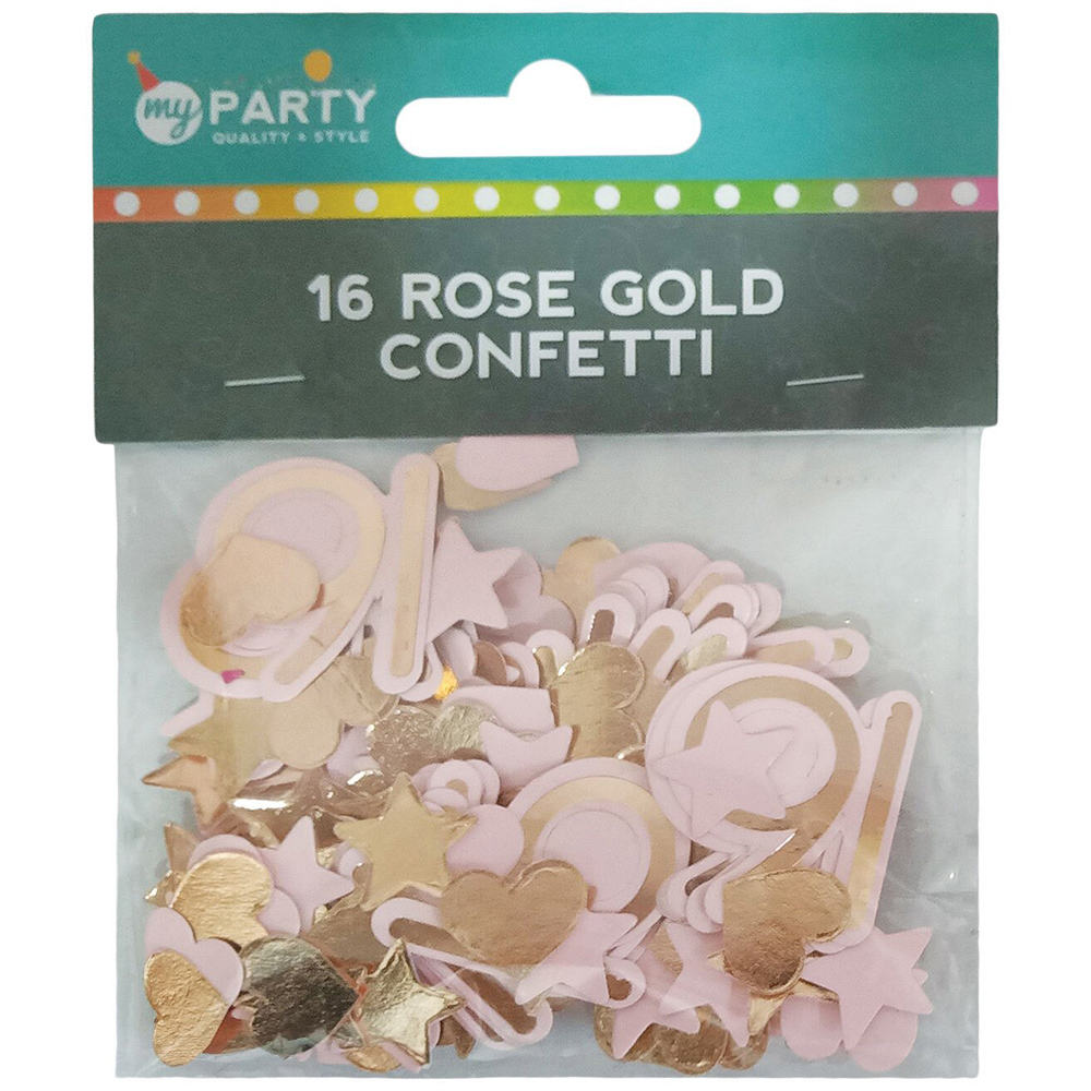 My Party Birthday Number Rose Gold Paper Confetti - 16 Image