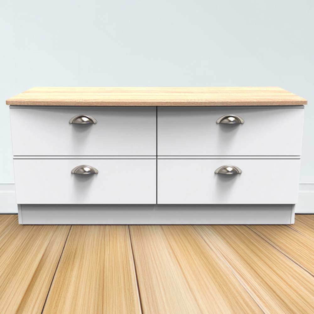 Crowndale Victoria 4 Drawer White Ash and Oak Bedbox Image 1