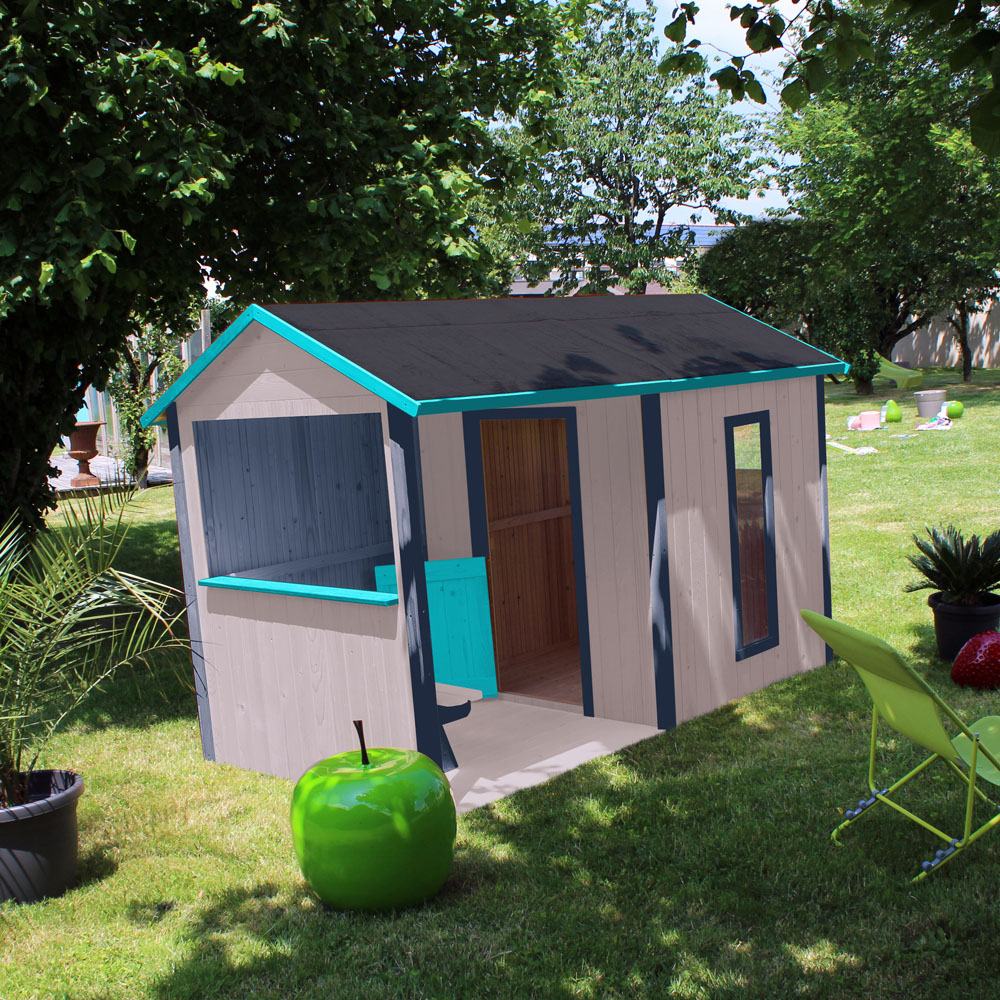 Soulet Jazz 8 x 5ft Kids Wooden Playhouse with Canopy and Bench Image 6