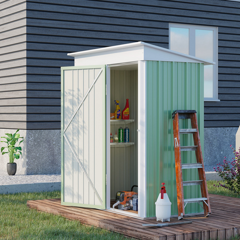 Outsunny 5 x 3ft Green Storage Metal Shed Image 2