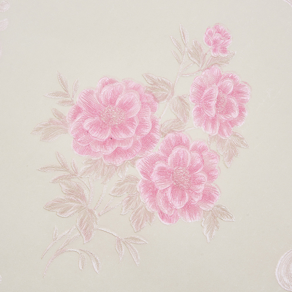Living and Home Floral Pattern 3D Embossed White and Pink Non-Pasted Non-Woven Wallpaper Image 6
