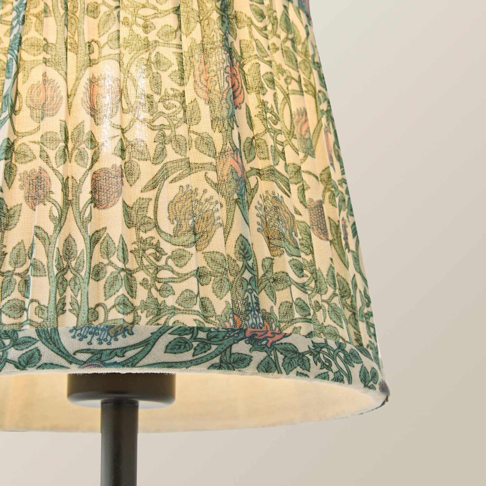 ValueLights Lowe Green Floral Pleated Shade Black Rechargeable Table Lamp with Bulb Image 4