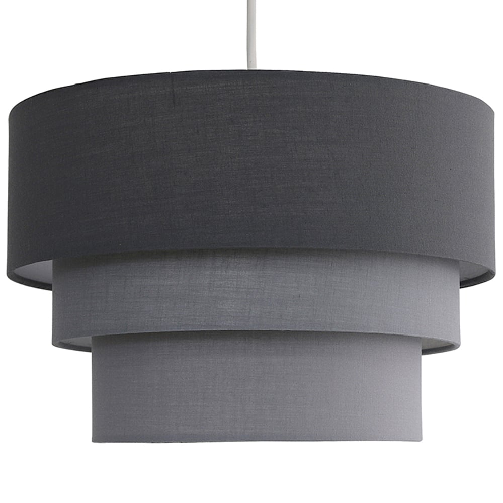 ValueLights Aztec 3 Tier Charcoal Fabric Ceiling Light Shade Image 1