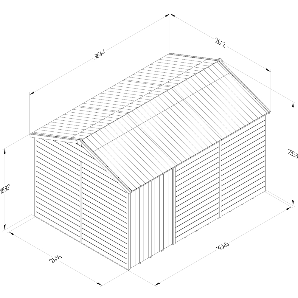 Forest Garden Timberdale 12 x 8ft Tongue and Groove Reverse Apex Garden Shed Image 9