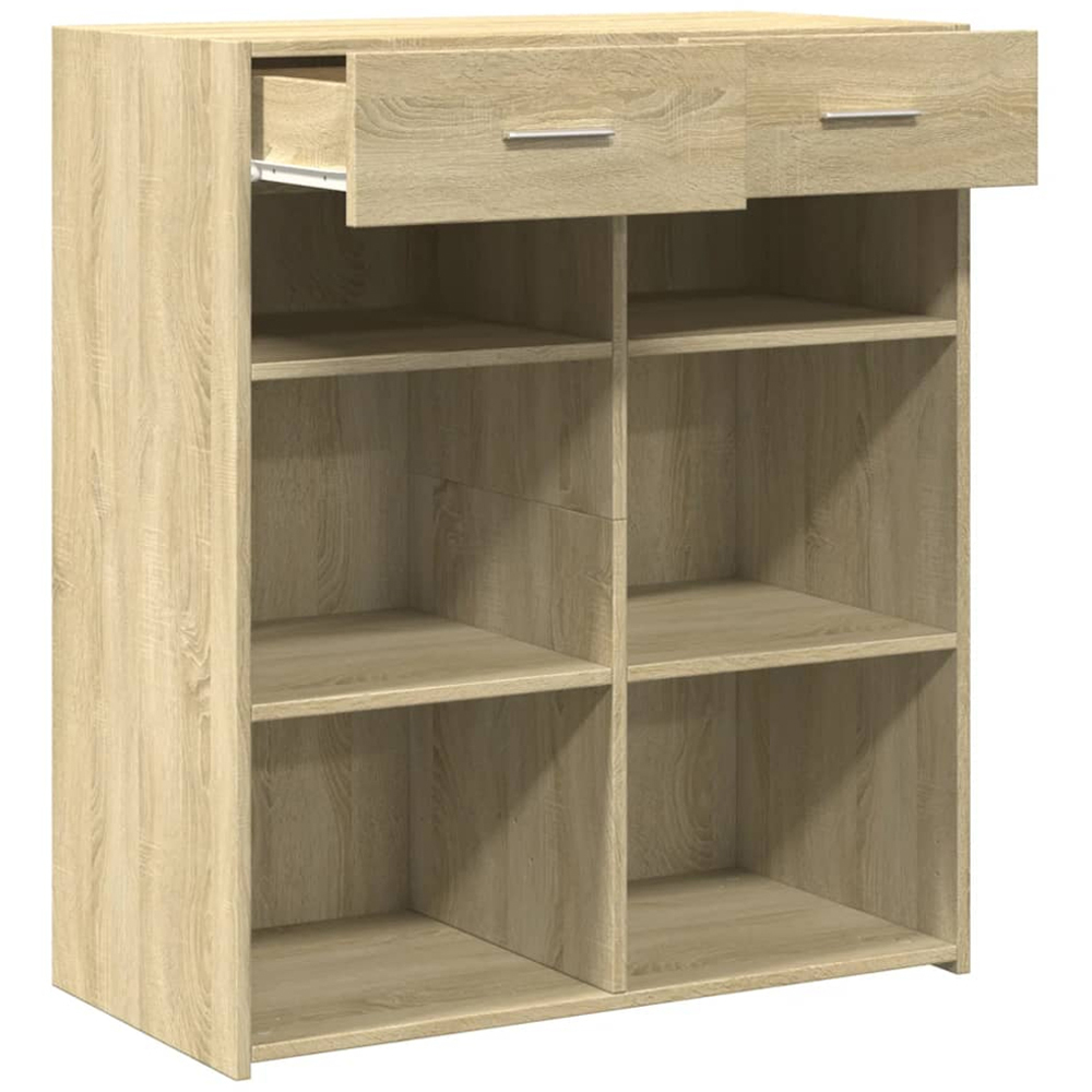 vidaXL 2 Drawer 6 Shelf Sonoma Oak Sideboard Image 7