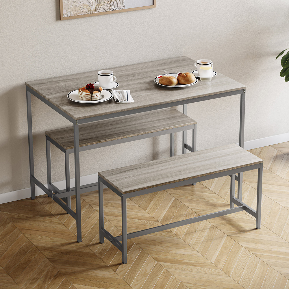 VIDA DESIGNS Roslyn 4 Seater Metal Frame Dining Bench Set Oak Image 2