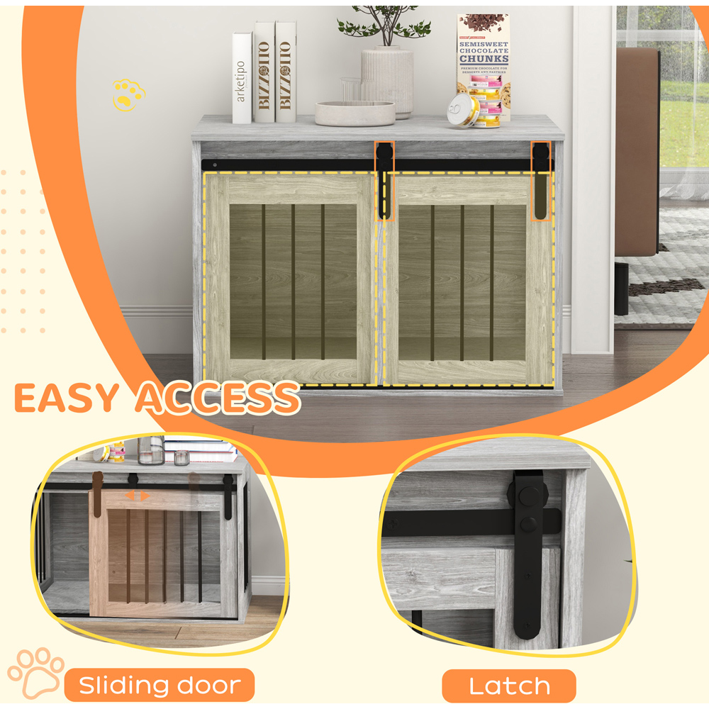 PawHut Grey Medium Dog Crate Furniture Side Table Image 6