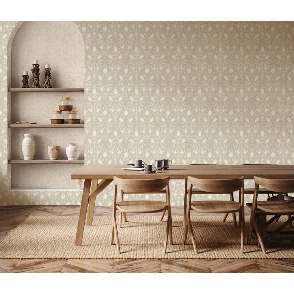 Esselle Home Heritage Tulip Taupe Wallpaper Image 6