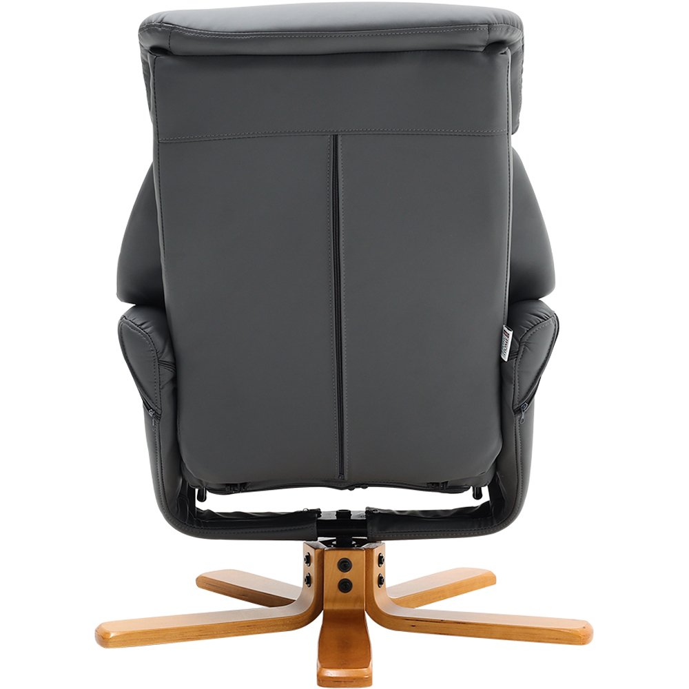 Living and Home Dark Grey Linen Duck Foot Base Swivel Recliner with Ottoman Image 5