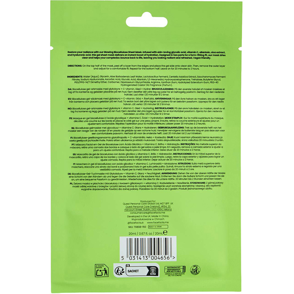Face Facts Glowing Biocellulose Sheet Mask Image 2