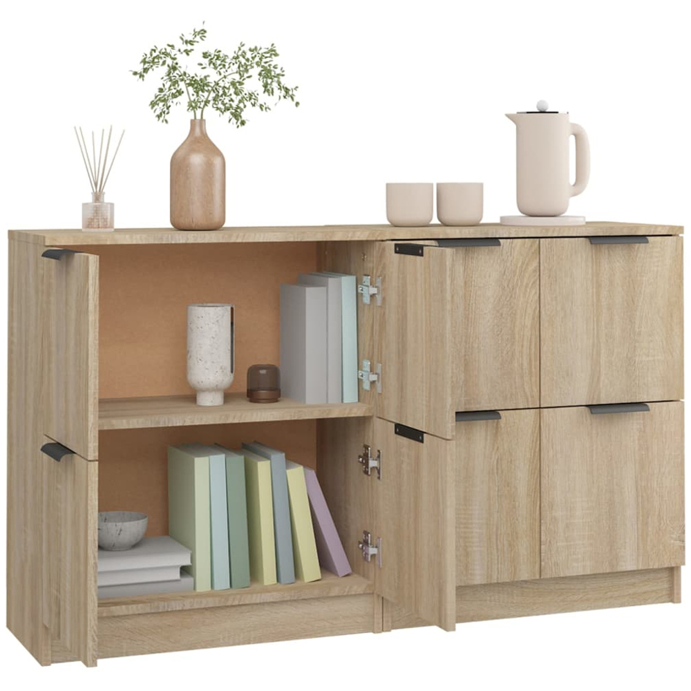 vidaXL 4 Door Sonoma Oak Sideboard Set of 2 Image 5