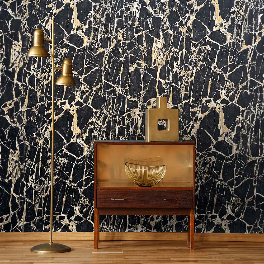 Rasch Enzo Marble Black and Gold Wallpaper Image 3