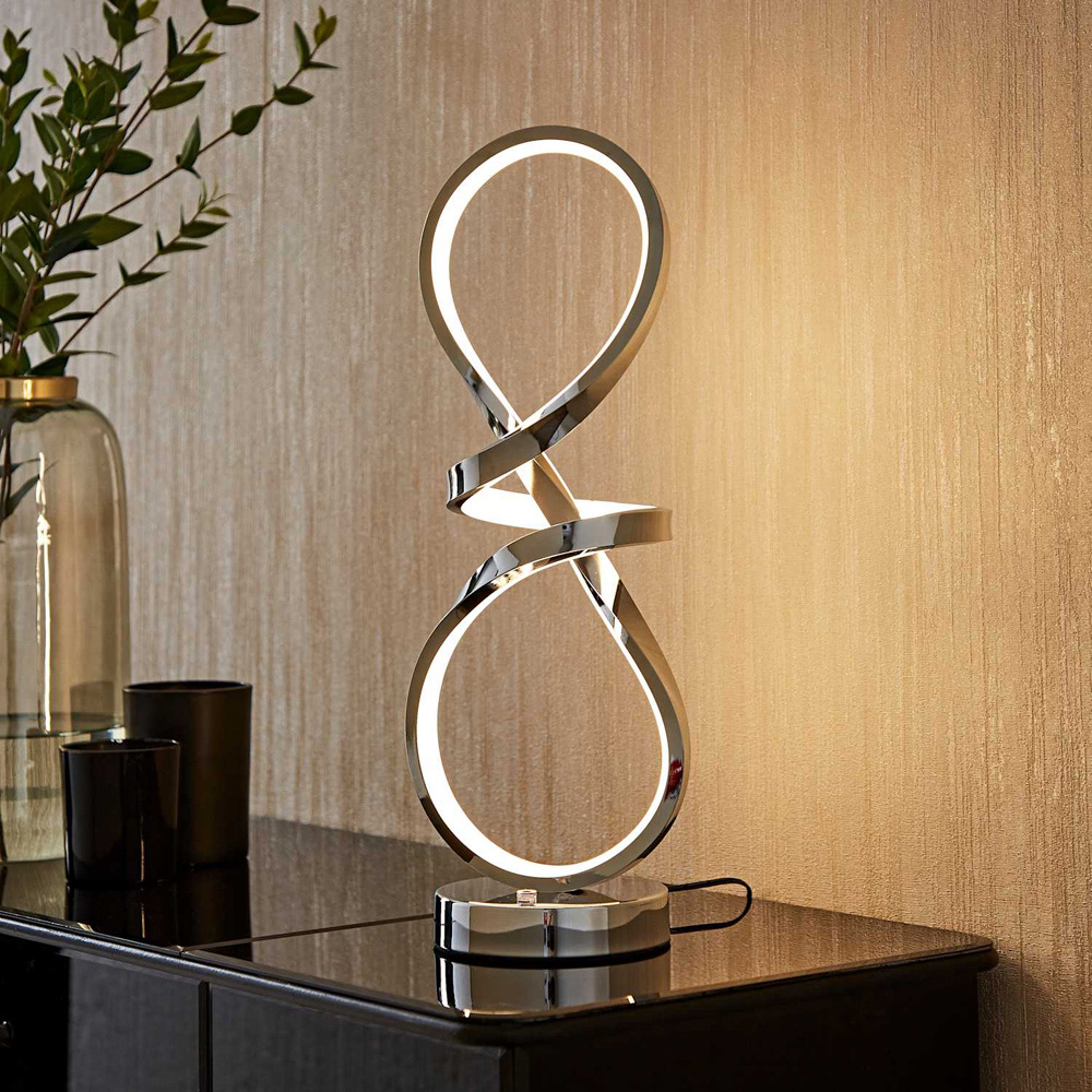 ValueLights Infinity Chrome Swirl Integrated LED Table Lamp Image 6