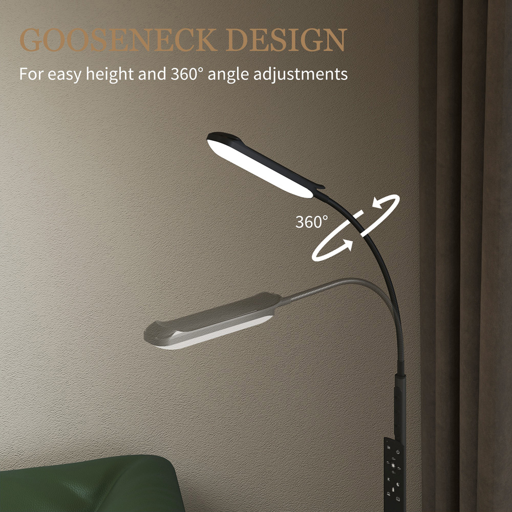 HOMCOM Black LED Adjustable Floor Lamp with Magnetic Remote Image 4