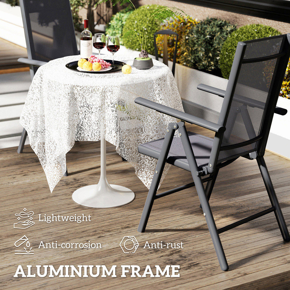 Outsunny Dark Grey Folding Chair with Breathable Mesh Fabric Seat Set of 2 Image 4