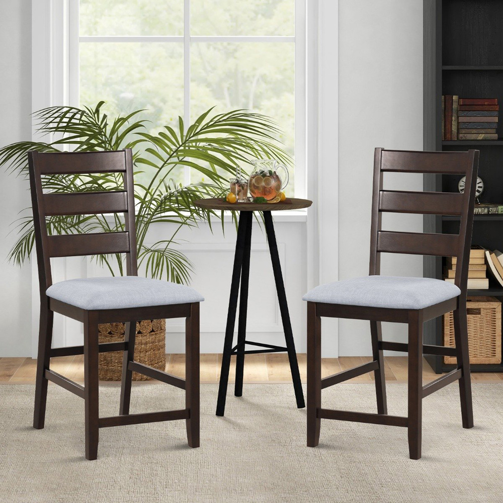 Costway Brown Counter Height Bar Stool Set of 2 Image 4