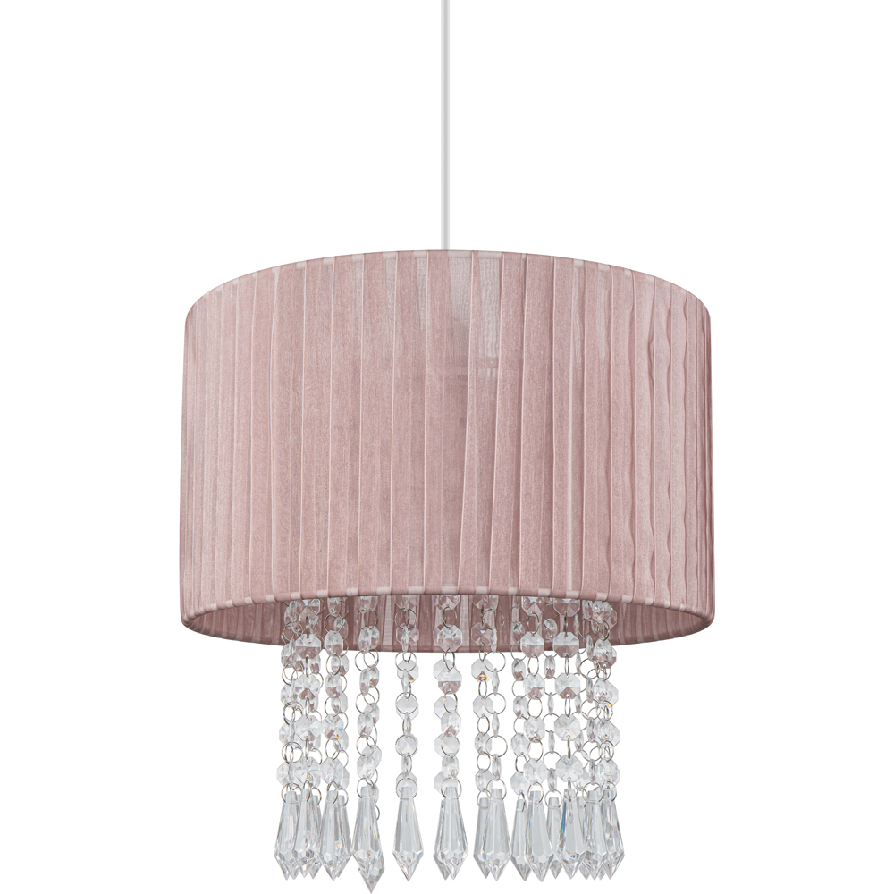 Cosylyte Winni Pink Beaded Voile Easyfit Modern Lamp Shade Image 1