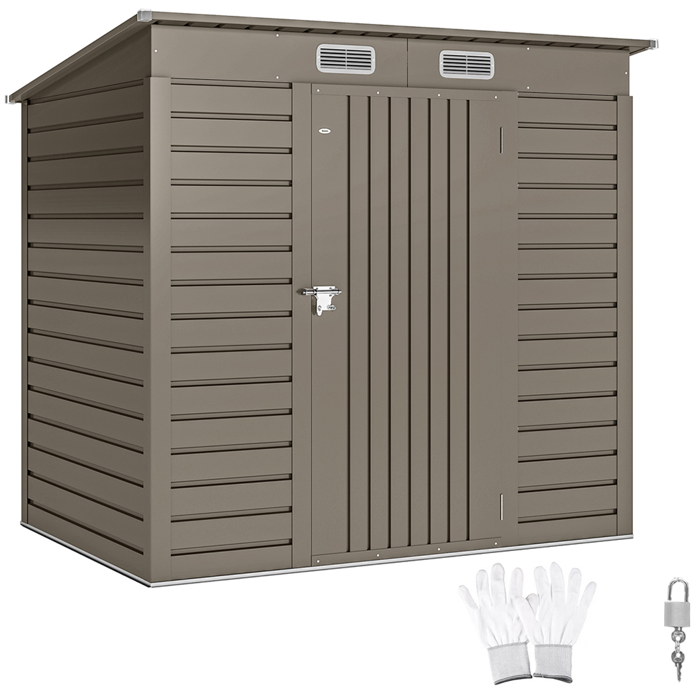 Outsunny 6.2 x 4ft Grey Galvanised Steel Garden Storage Shed Image 3