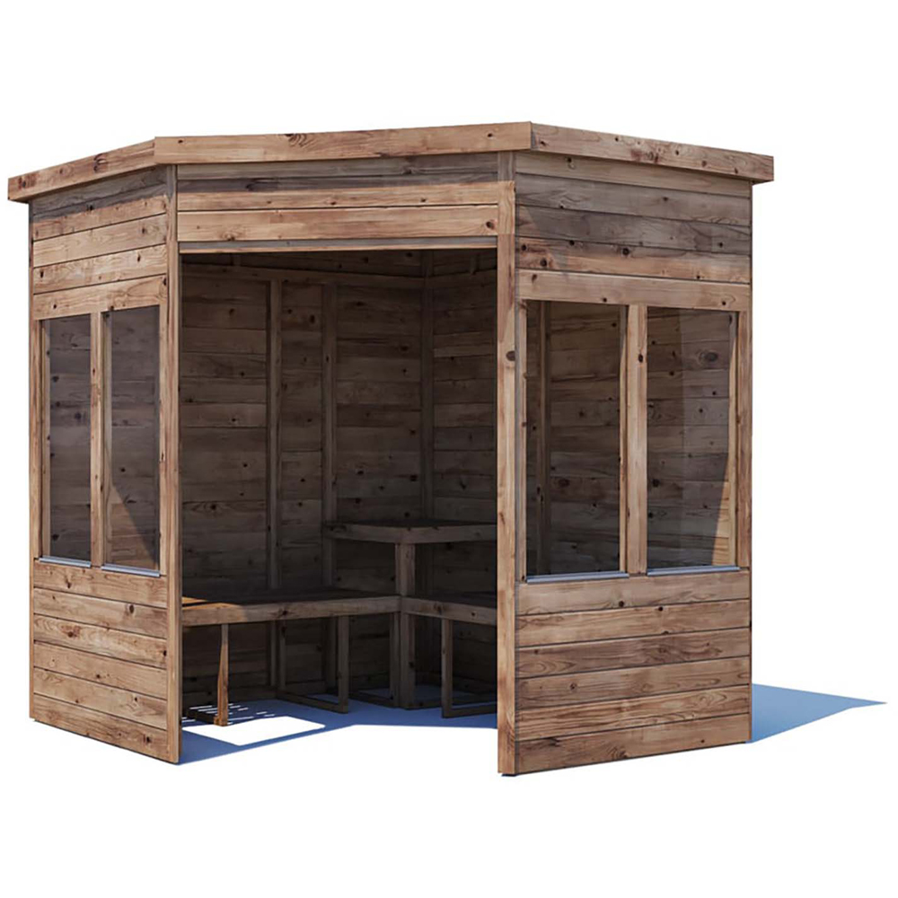 Dunster House Apocallipo 4 Seater 7 x 7ft Brown Pent Corner Arbour with Glazed Panels Image 2