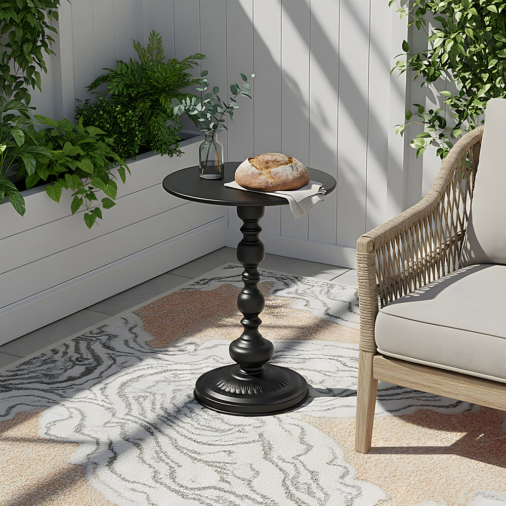 Living and Home Black Vintage Round Side Table Image 7