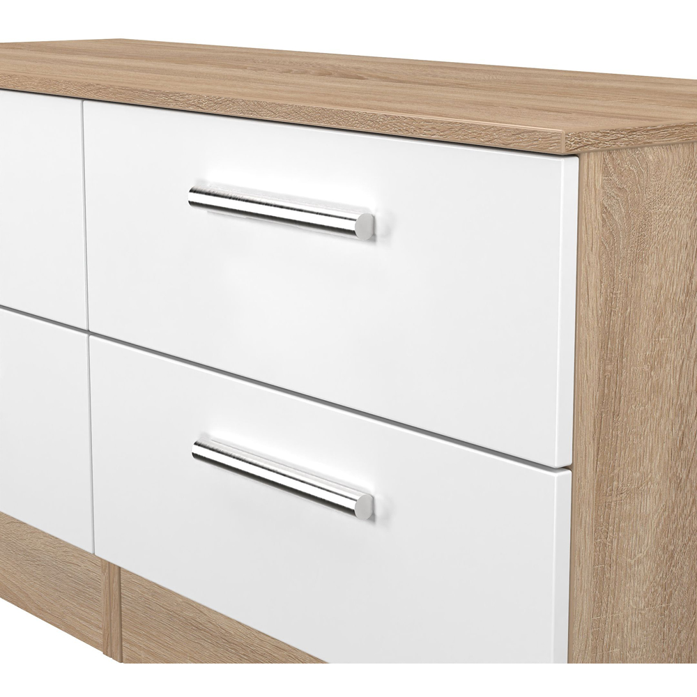 Crowndale Contrast 4 Drawer White Matt and Bardolino Oak Bed Box Ready Assembled Image 5