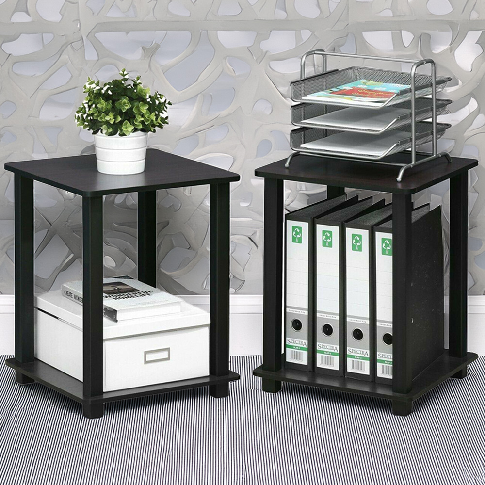Walplus Simplistic Dark Walnut End Table Set of 2 Image 1