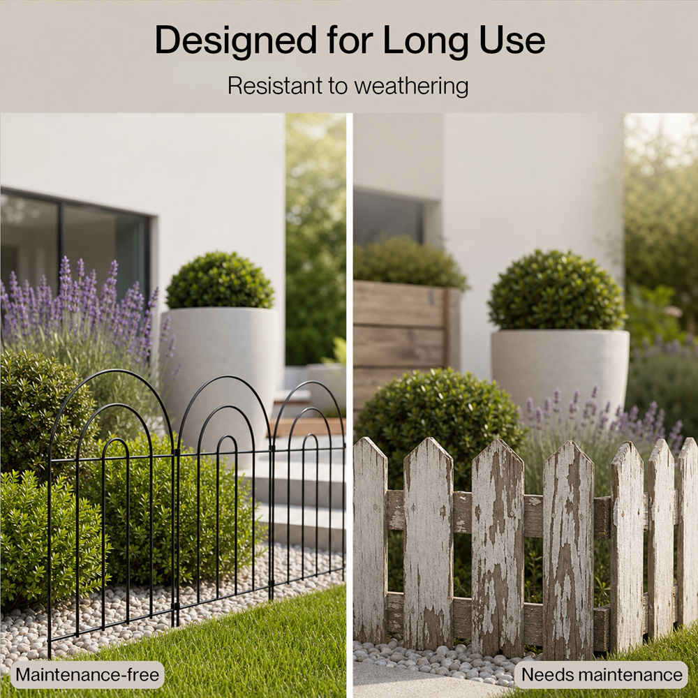 Levede Mountview 10 Piece Black Steel Garden Fence Image 7